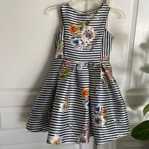 Pippa & Julie Striped + floral dress with crinoline